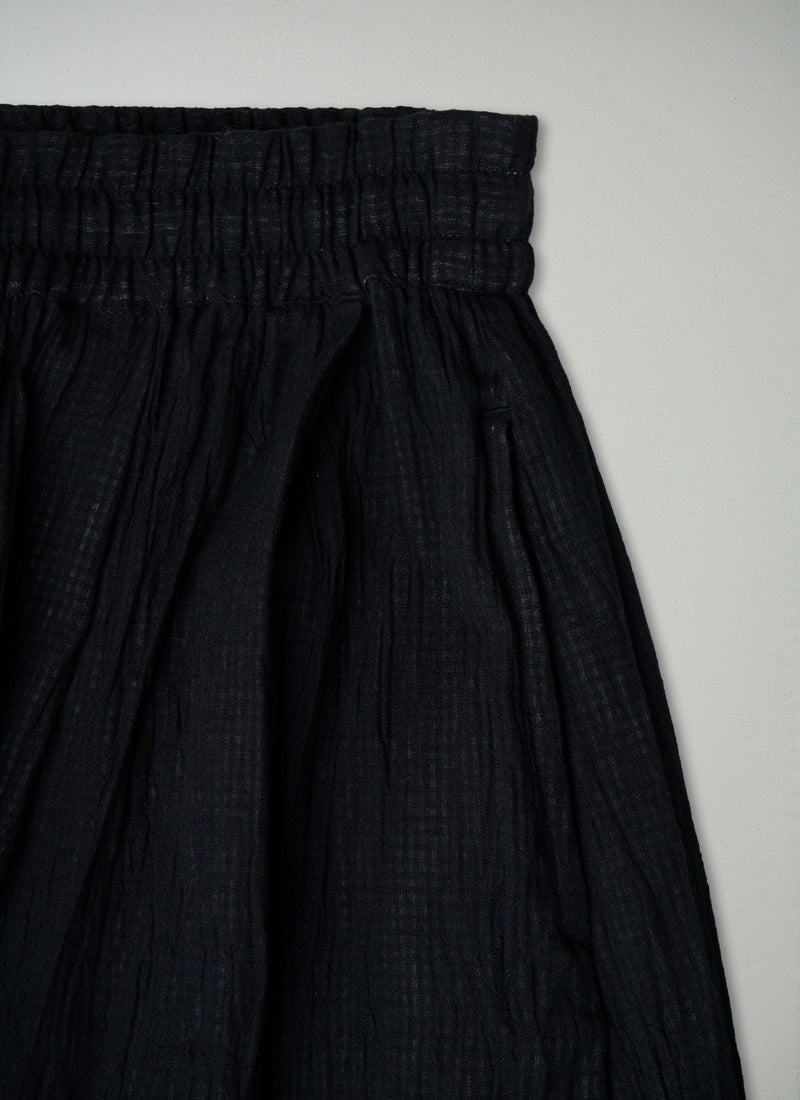 Reworn Crinkle Cotton Skirt Size S (353) | Black