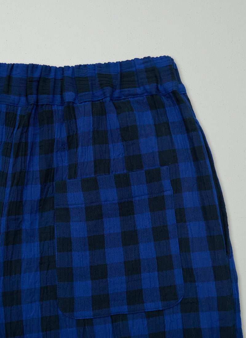 Reworn Crinkle Cotton Gingham Trousers Size M (1661) | Multi
