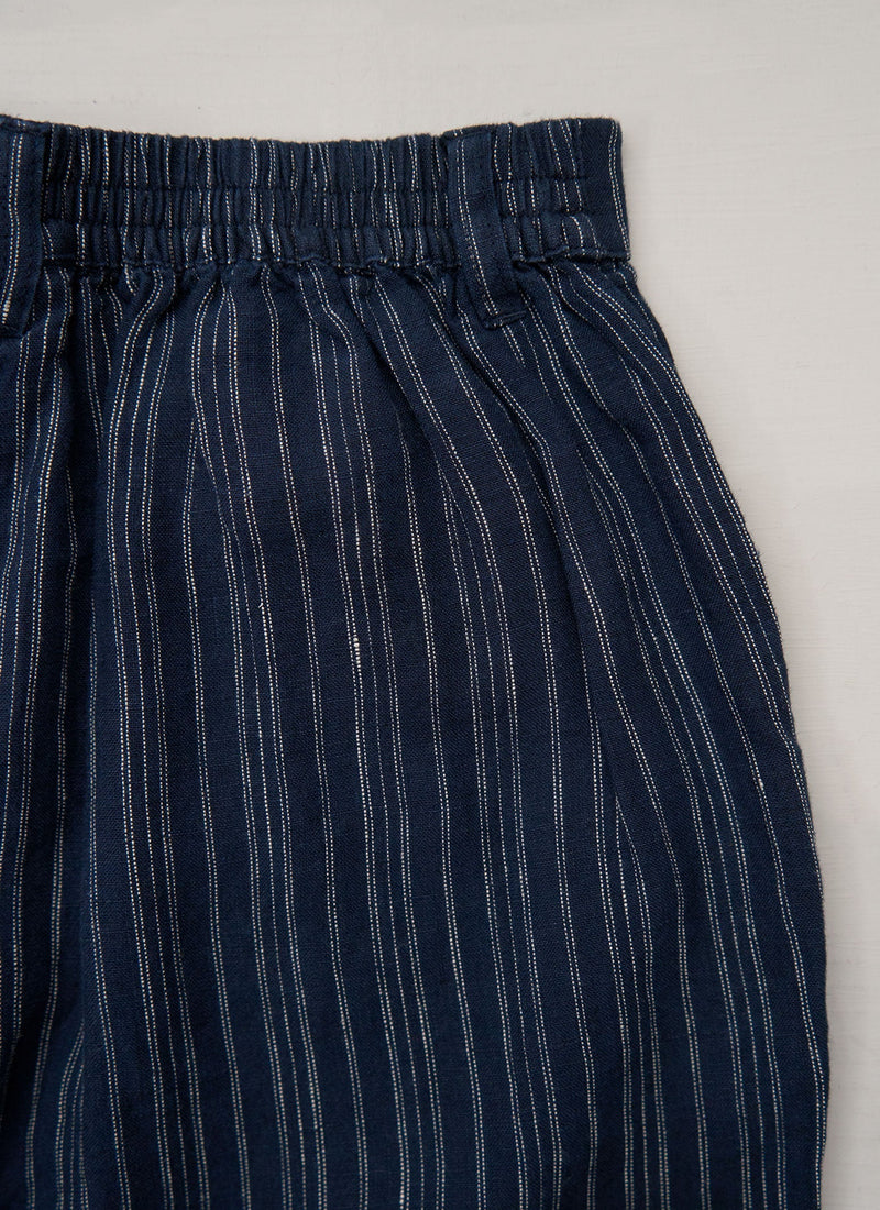 Reworn Alix Stripe Linen Trousers Size XXS (1359) | Navy