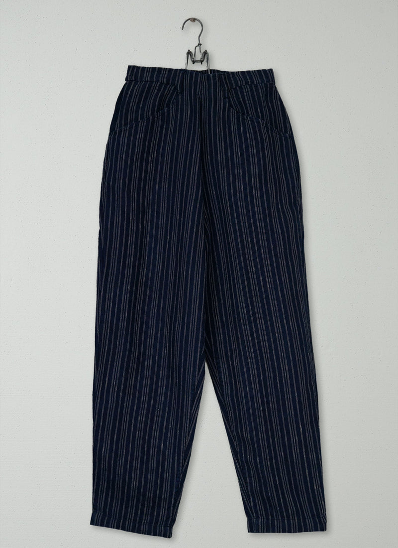 Reworn Alix Stripe Linen Trousers Size XXS (1439) | Navy