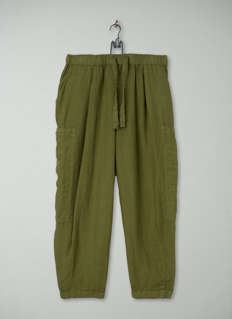 Reworn Linen Trousers Size XXS (1436) | Olive Oil