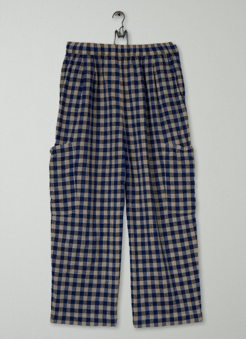 Reworn Cotton Linen Trousers Size XL (1078) | Multi