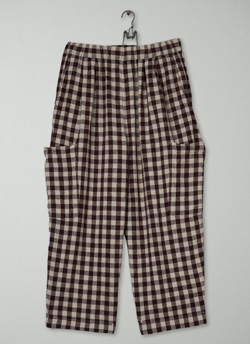 Reworn Check Linen Cotton Trousers Size M (1390) | Multi
