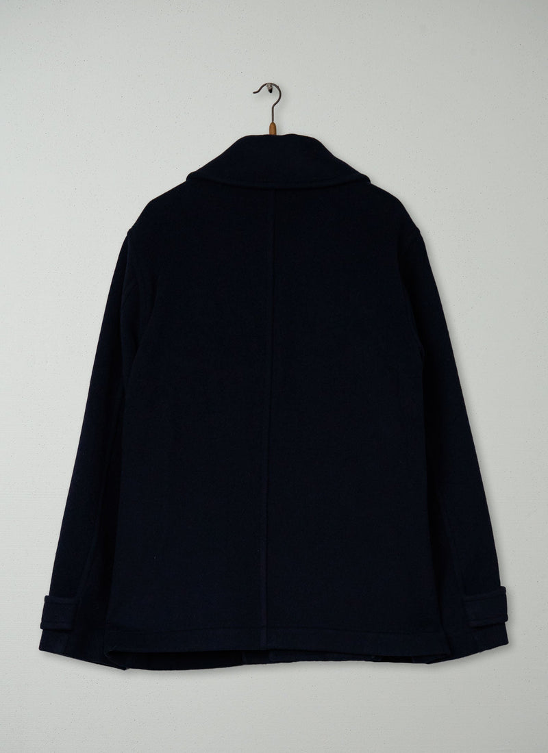 Reworn Short Melton Duffle Coat Size XL (051) | Dark Navy
