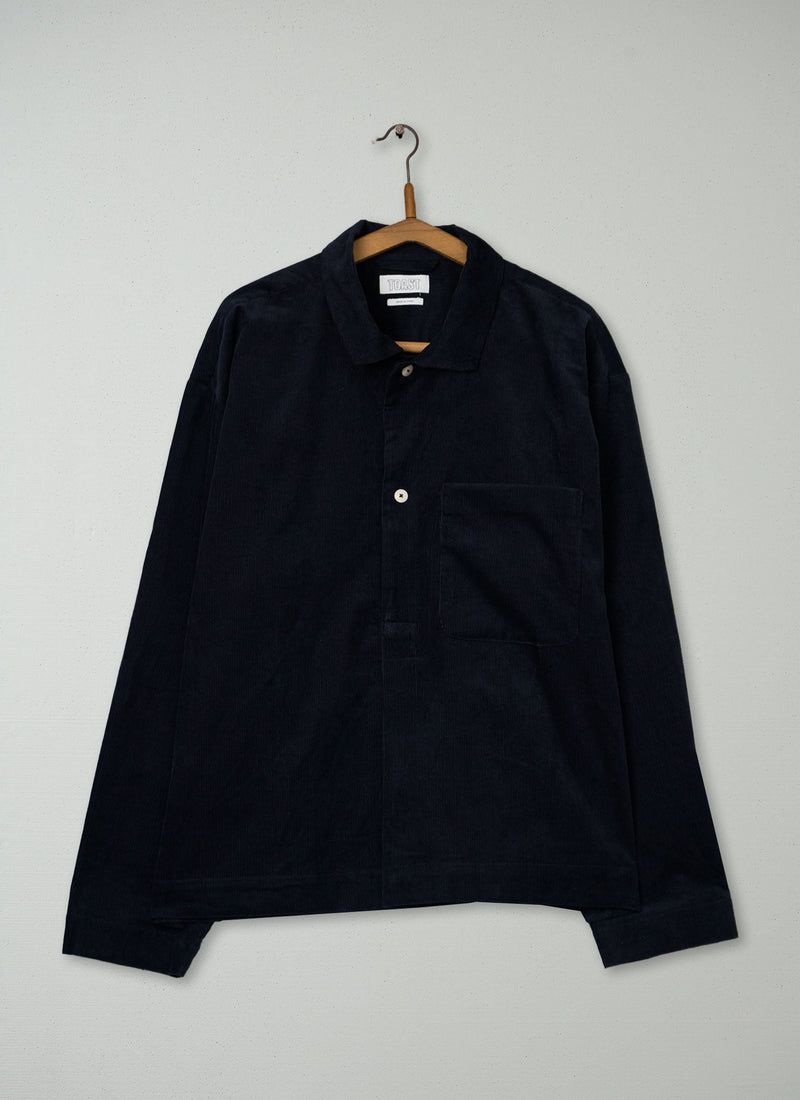 Reworn Mens Cord Smock Shirt Size M (052) | Midnight