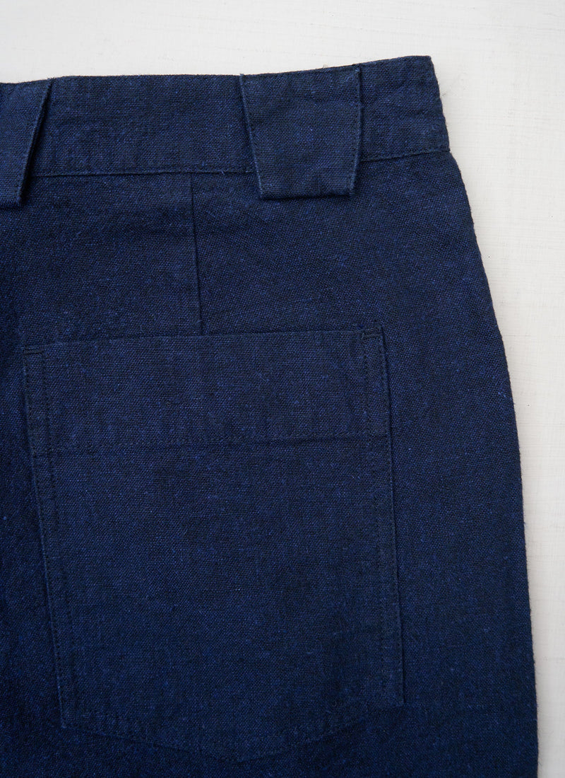 Reworn Mens Hemp Cotton Trousers Size S (124) | Blue