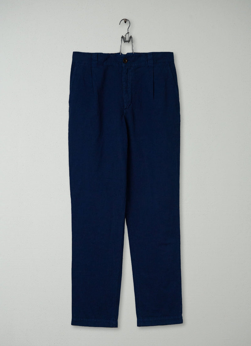 Reworn Pleat Trousers Size S (084) | Navy