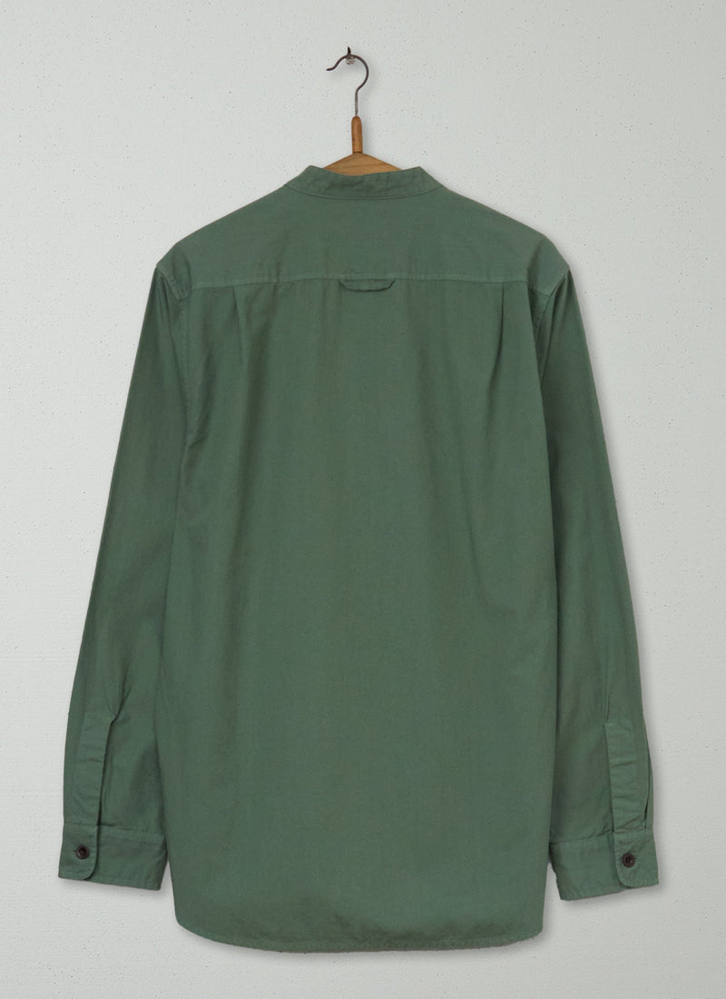Reworn Mens Grandad Collar Shirt Size XL (072) | Olive