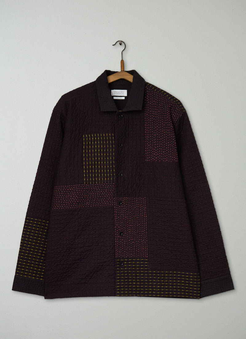 Reworn Mens Kantha Shirt Size M (053) | Black Walnut