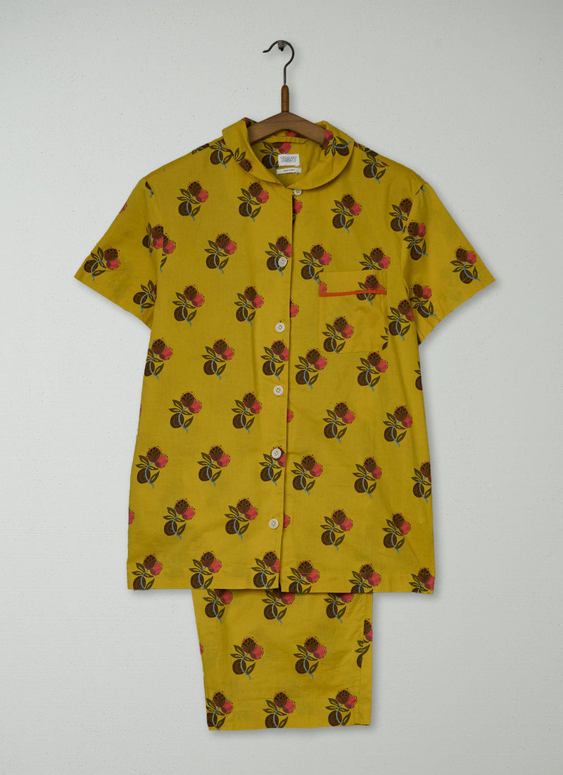 Reworn Block Print Cotton Pyjamas Size XS (251) | Multi