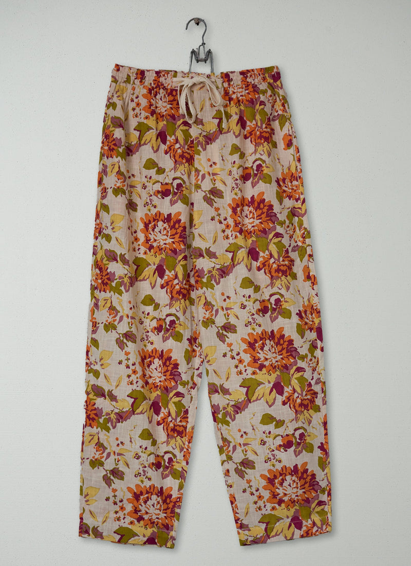 Reworn Dahlia Print Pyjama Trousers Size L (1513) | Rose