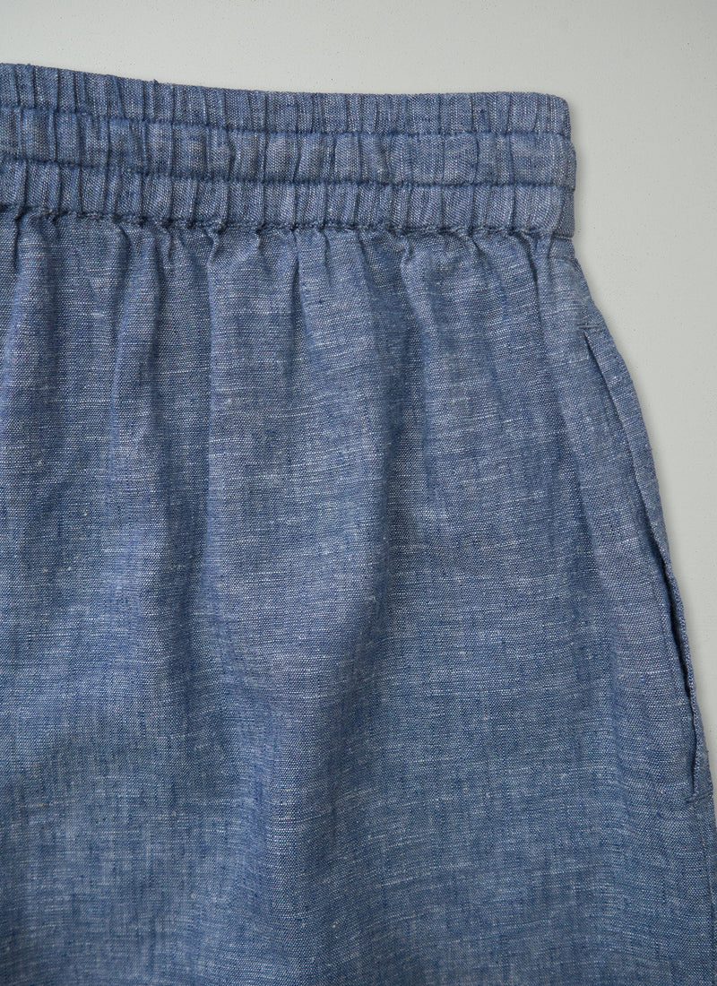 Reworn Cotton Linen Lounge Shorts Size M (256) | Dusty Blue