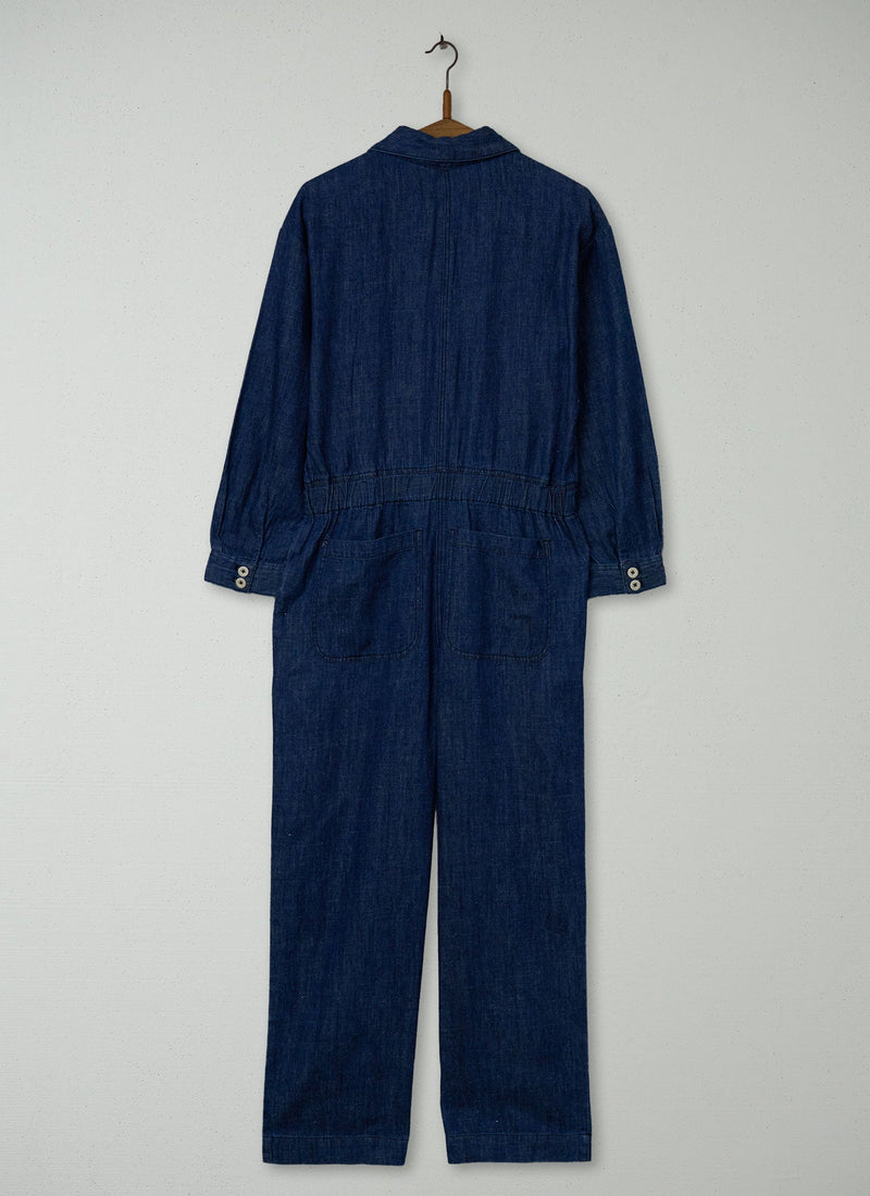 Reworn Hemp Cotton Jumpsuit Size 12 (1367) | Indigo