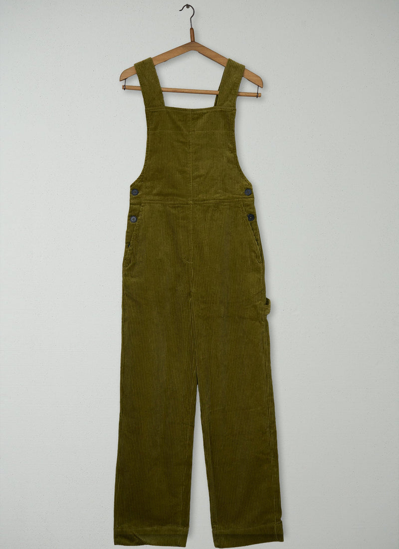 Reworn Cord Dungarees Size 6 (1505) | Woodland Green
