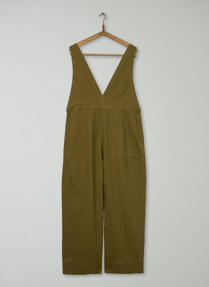 Reworn V Neck Cotton Linen Twill Jumpsuit Size 6 (1691) | Linden