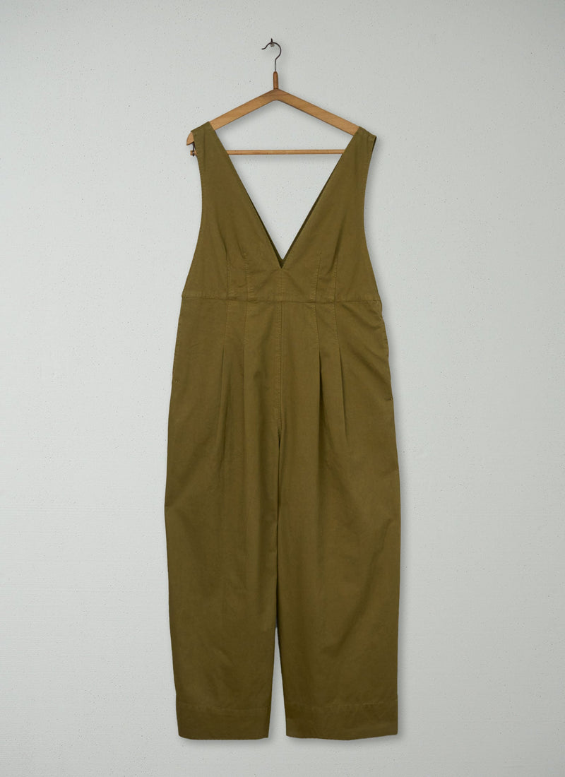 Reworn V Neck Cotton Linen Twill Jumpsuit Size 6 (1691) | Linden