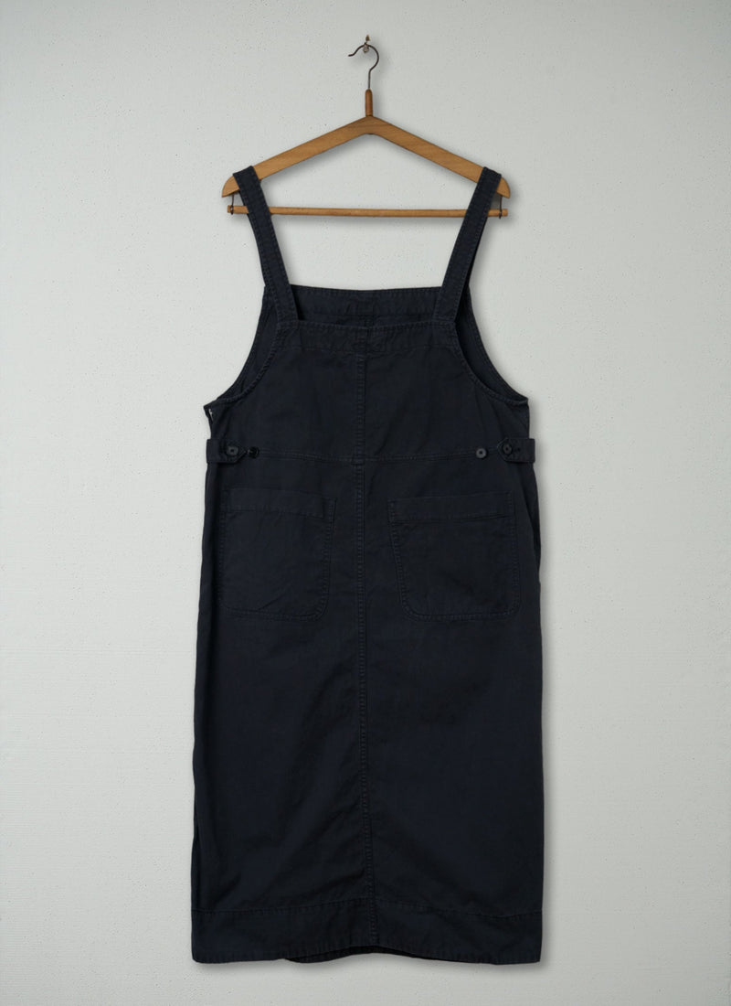 Reworn Twill Pinafore Dress Size 8 (1826) | Slate Blue