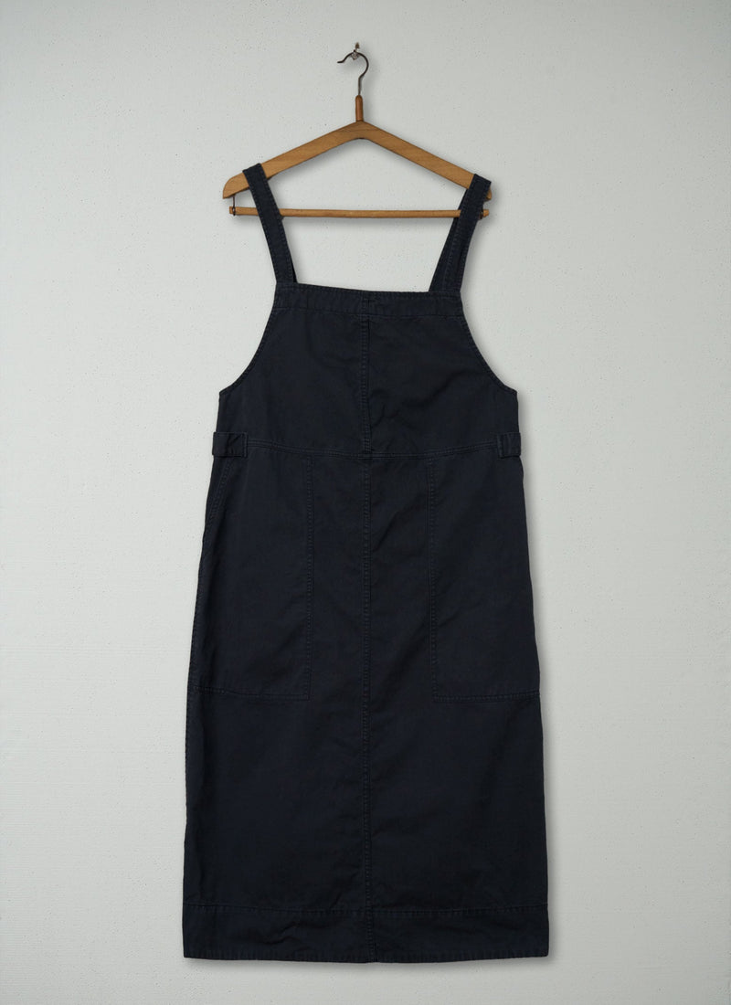 Reworn Twill Pinafore Dress Size 8 (1826) | Slate Blue