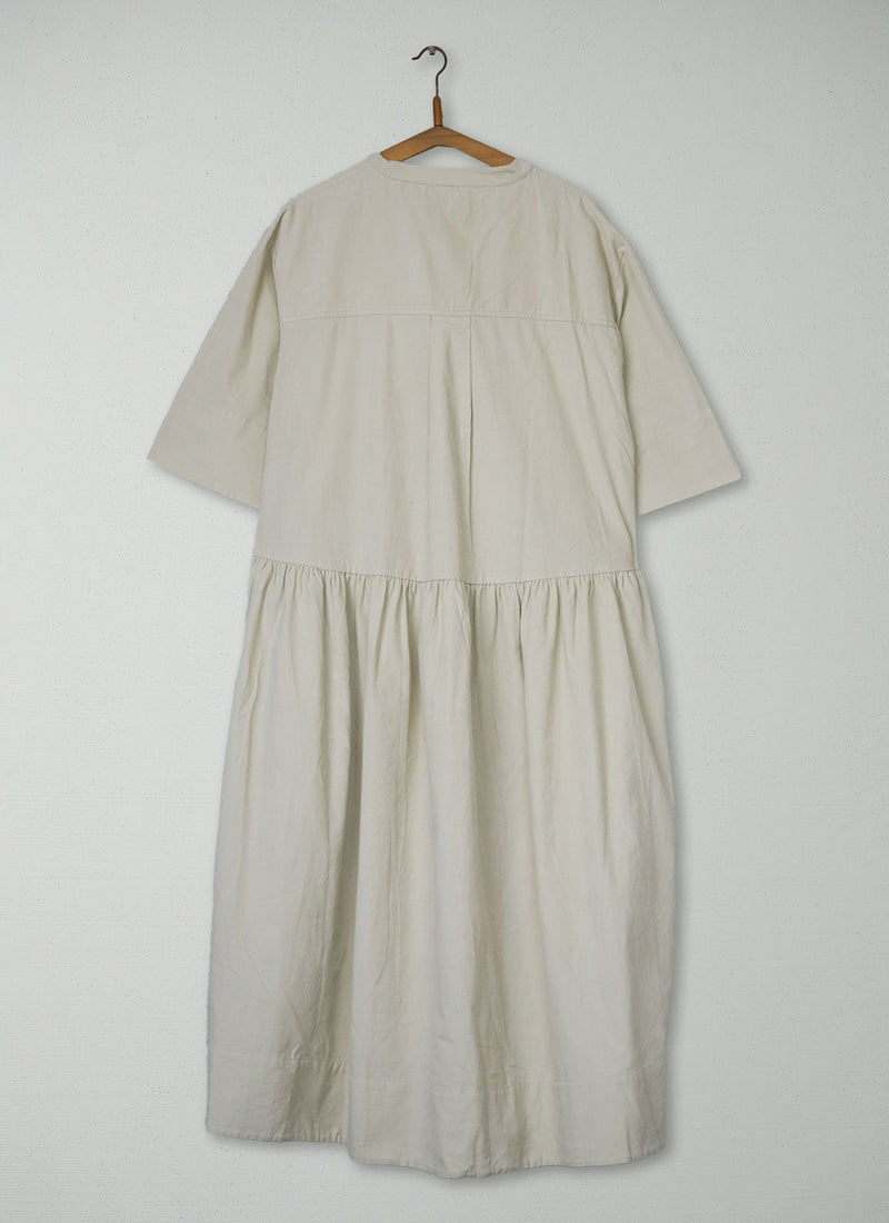 Reworn Needlecord Workwear Dress Size M (1929) | Pale Stone