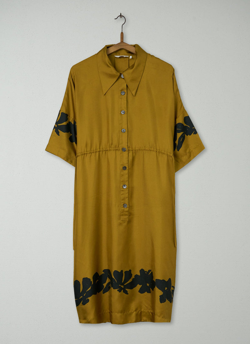 Reworn Border Print Silk Dress Size S (1946) | Multi