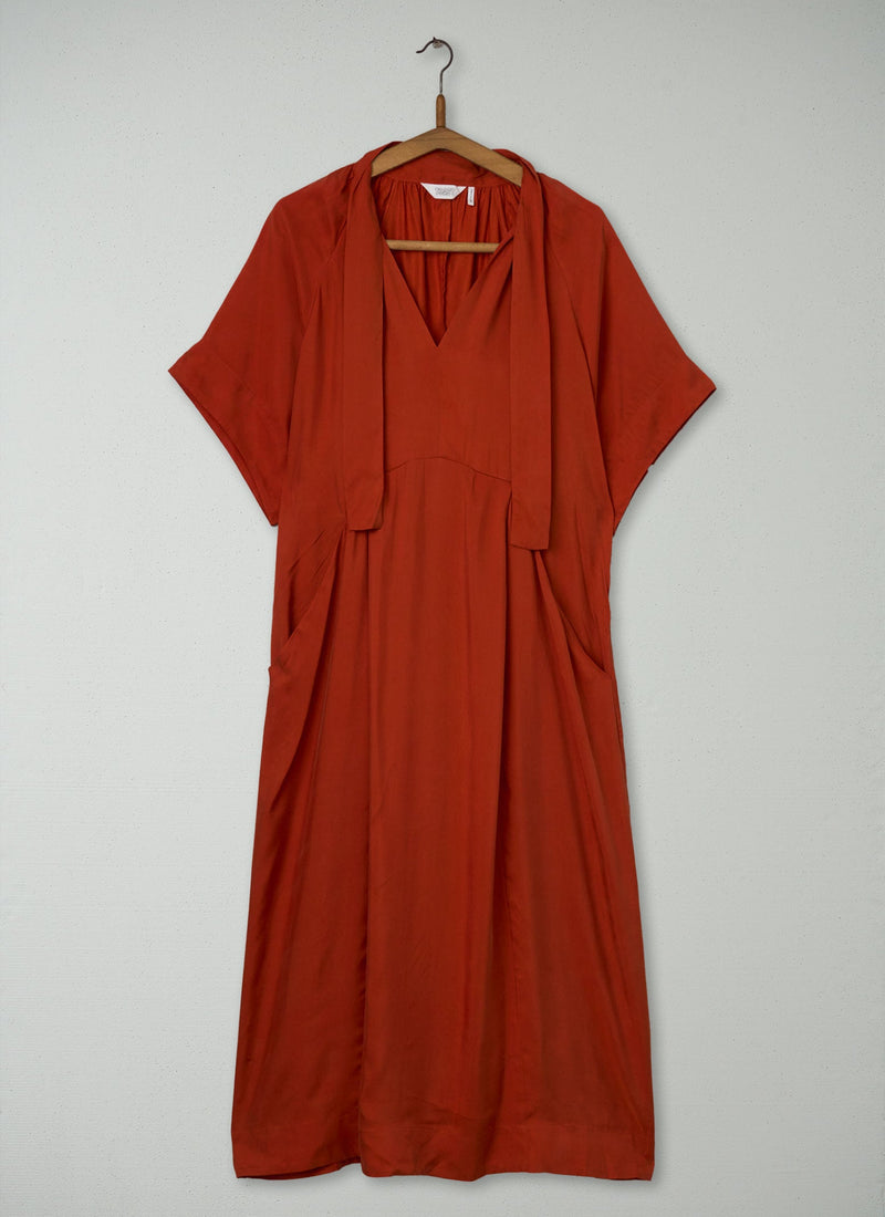 Reworn Tie Neck Dress Size 18 (2218) | Nasturtium