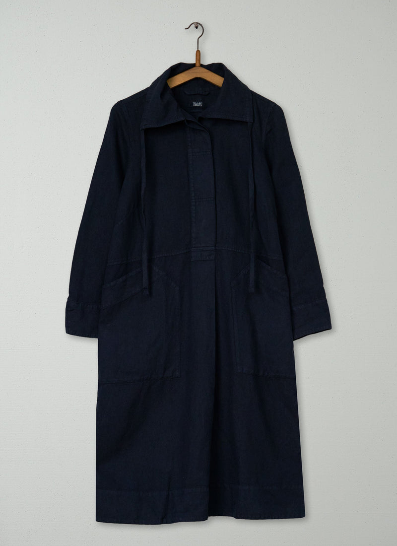 Reworn Drawstring Collar Dress Size S (1830) | Slate