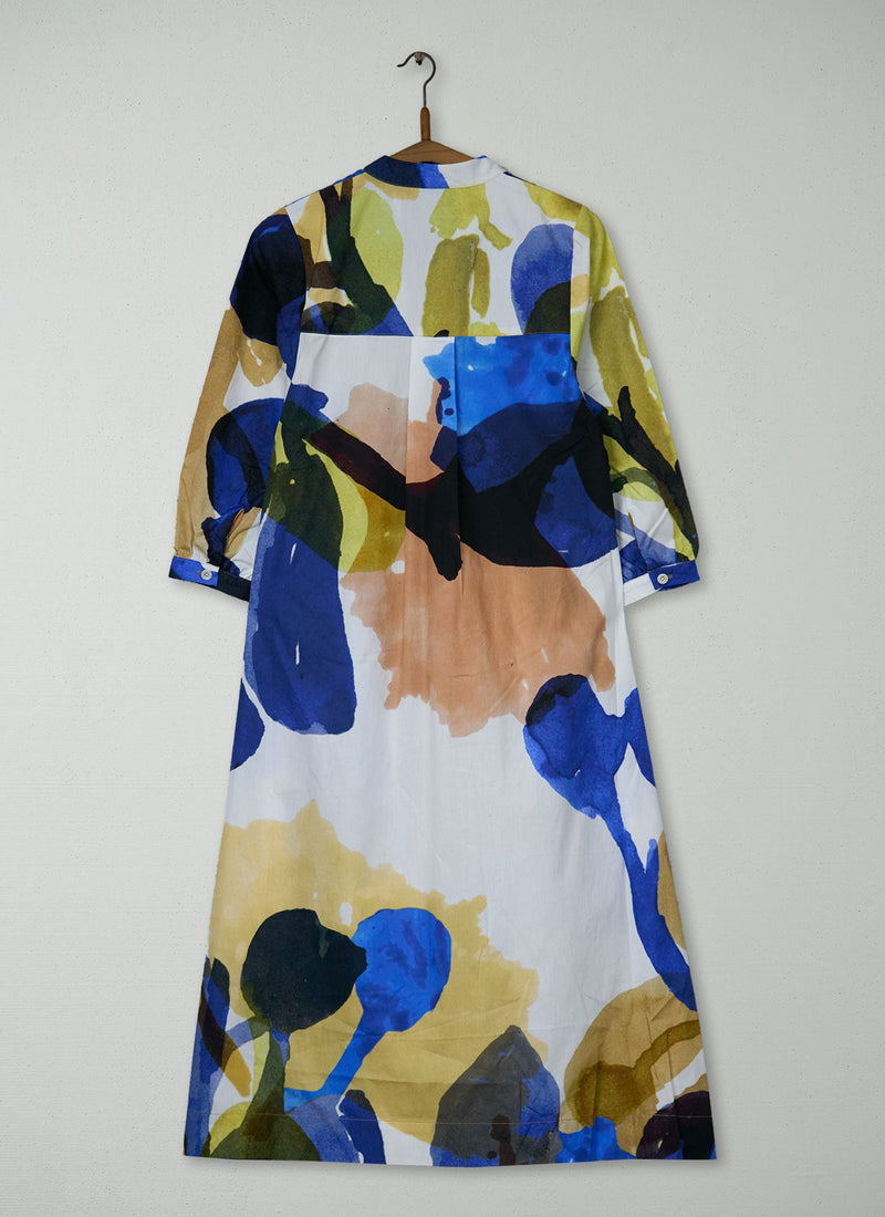Reworn Abstract Print Cotton Poplin Dress Size XS (2183) | Multi