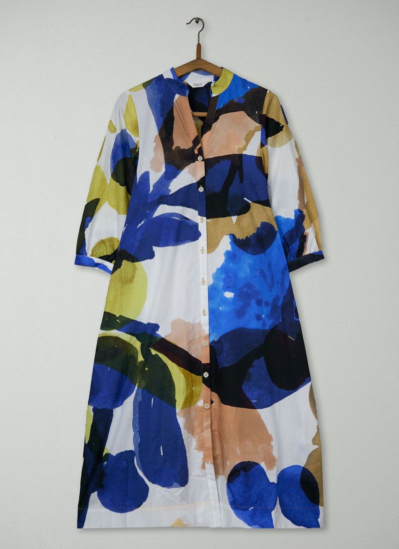 Reworn Abstract Print Cotton Poplin Dress Size XXS (2058) | Multi
