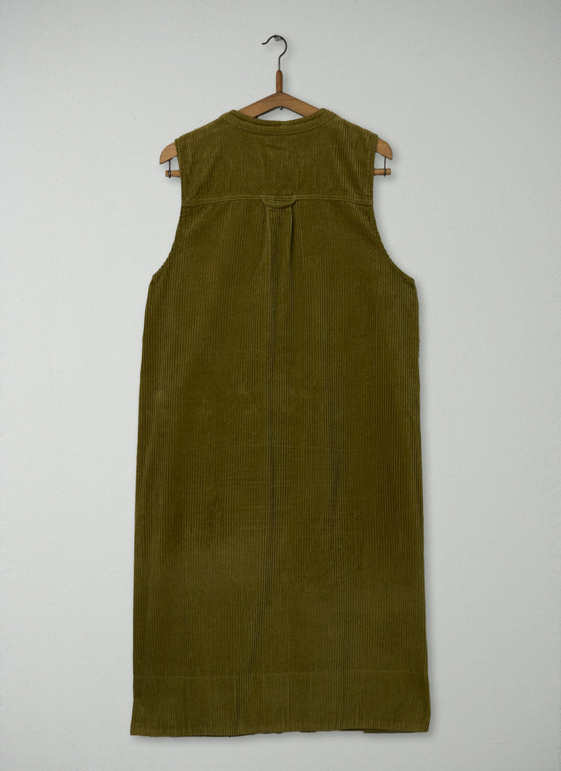 Reworn Cord Sleeveless Tunic Dress Size M (1924) | Woodland Green