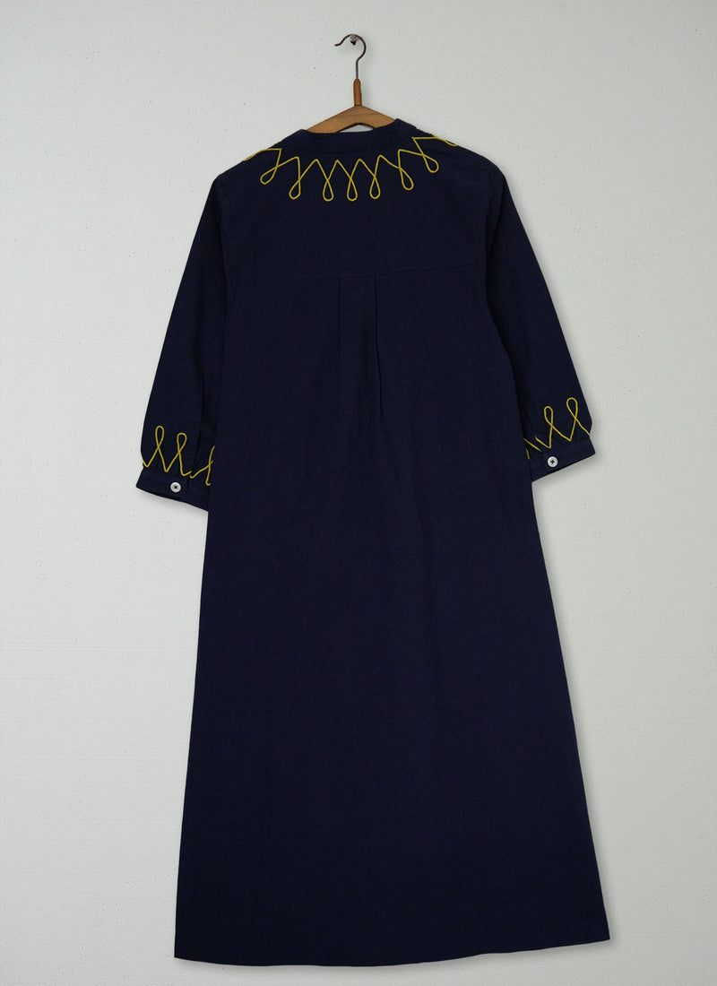 Reworn Embroidered Cotton Dress Size S (1842) | Anthracite