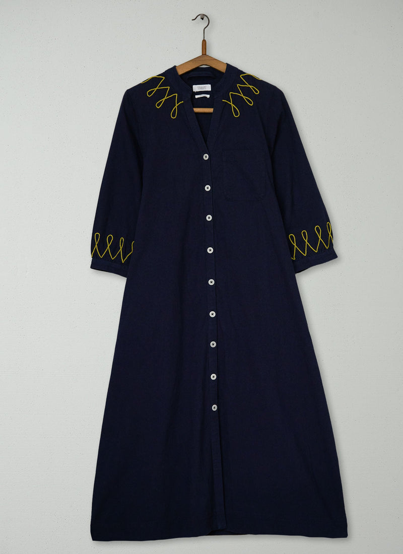 Reworn Embroidered Cotton Dress Size S (1842) | Anthracite