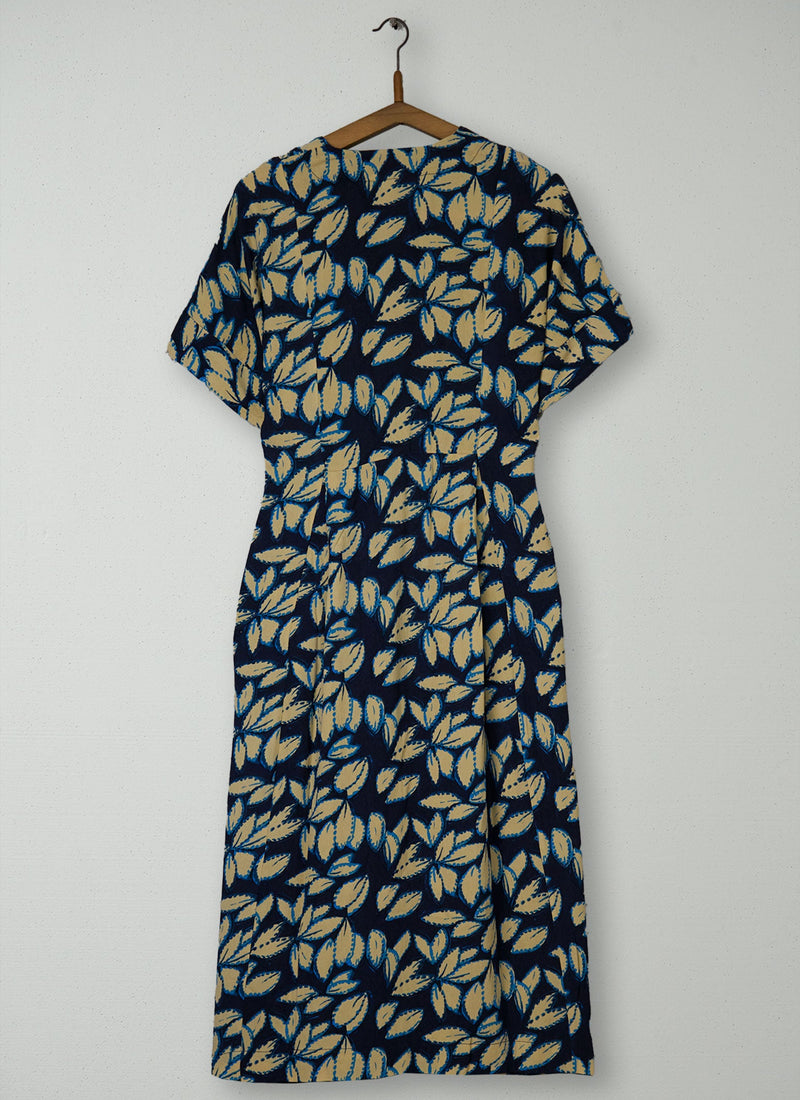 Reworn Bryn Leaf Print Dress Size XXS (1971) | Multi