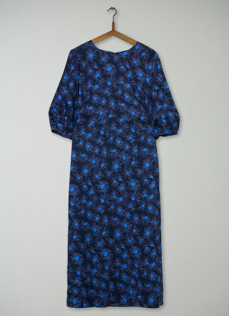 Reworn Rounded Sleeve Painted Daisy Dress Size 12 (2008) | Multi