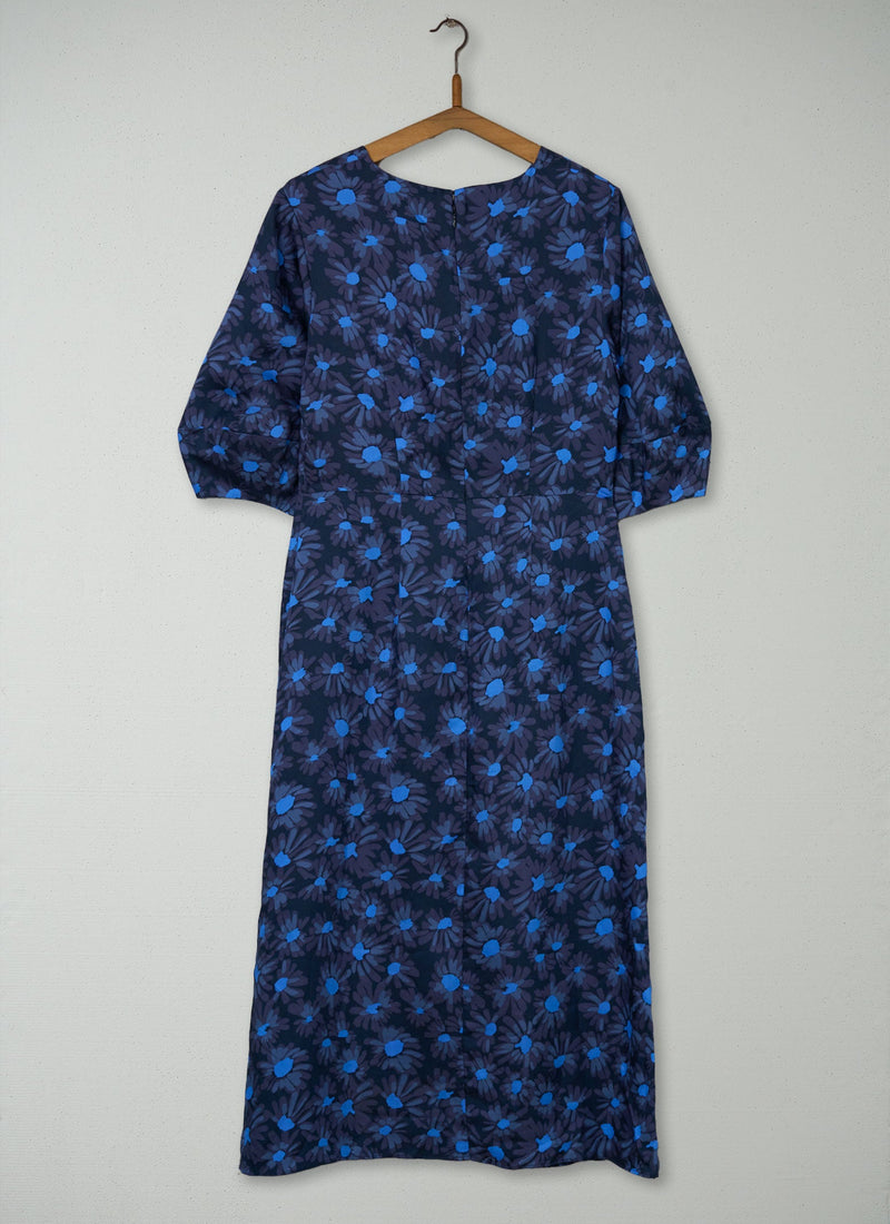 Reworn Rounded Sleeve Painted Daisy Dress Size 6 (1975) | Multi
