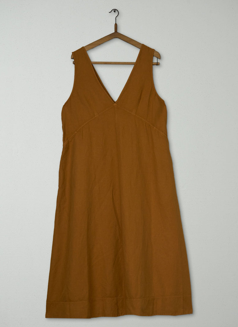 Reworn Cotton Linen Twill Dress Size 10 (2009) | Butterscotch