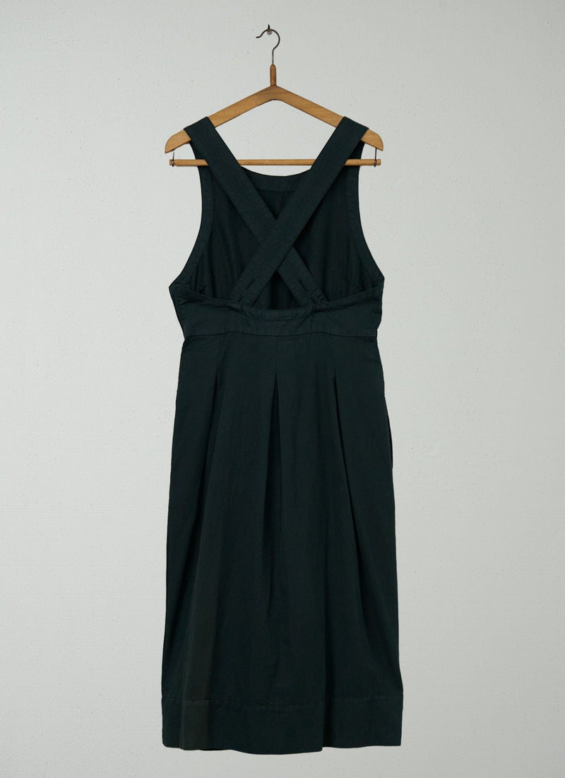 Reworn Cotton Linen Twill Pinafore Dress Size 14 (2014) | Pine