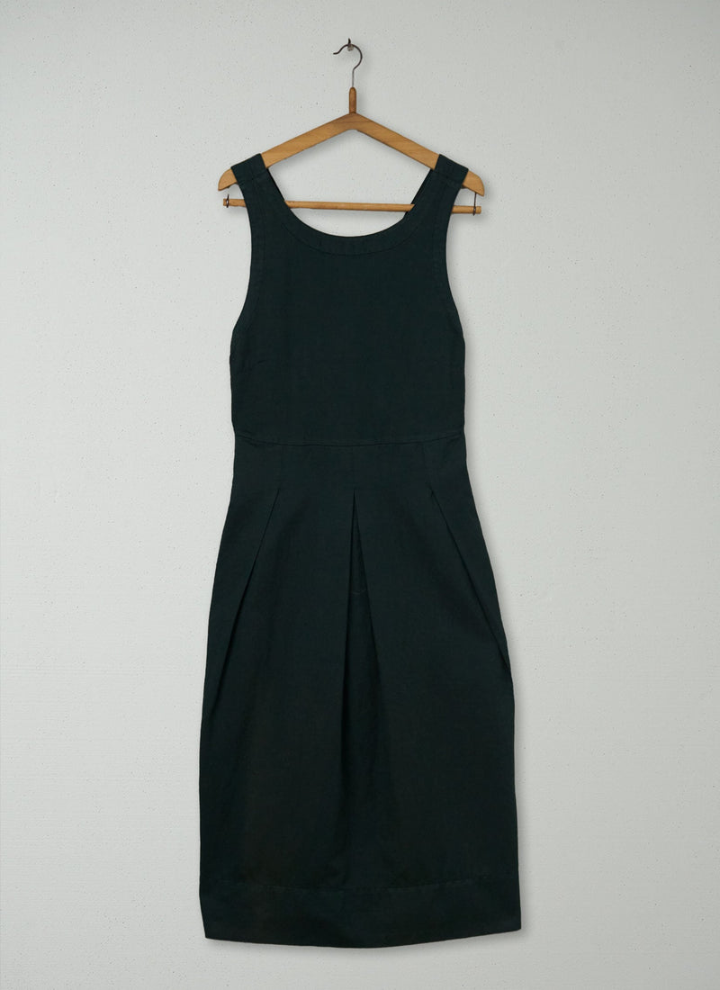 Reworn Cotton Linen Twill Pinafore Dress Size 14 (2014) | Pine