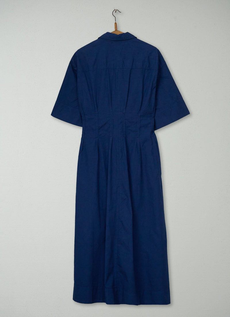Reworn Cotton Linen Dress Size 10 (2109) | Mid Blue