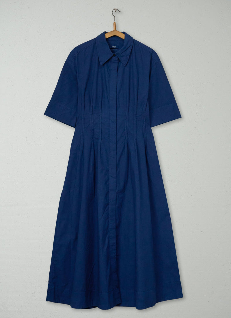 Reworn Cotton Linen Dress Size 10 (2200) | Mid Blue