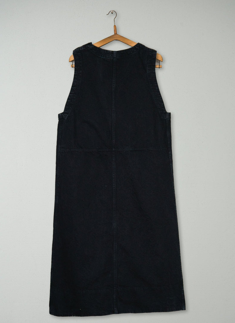 Reworn Denim Workwear Dress Size 6 (1935) | Black