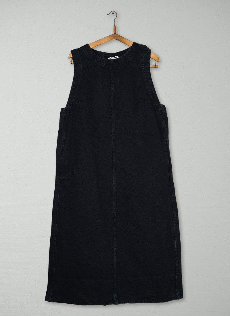 Reworn Denim Workwear Dress Size 6 (1935) | Black