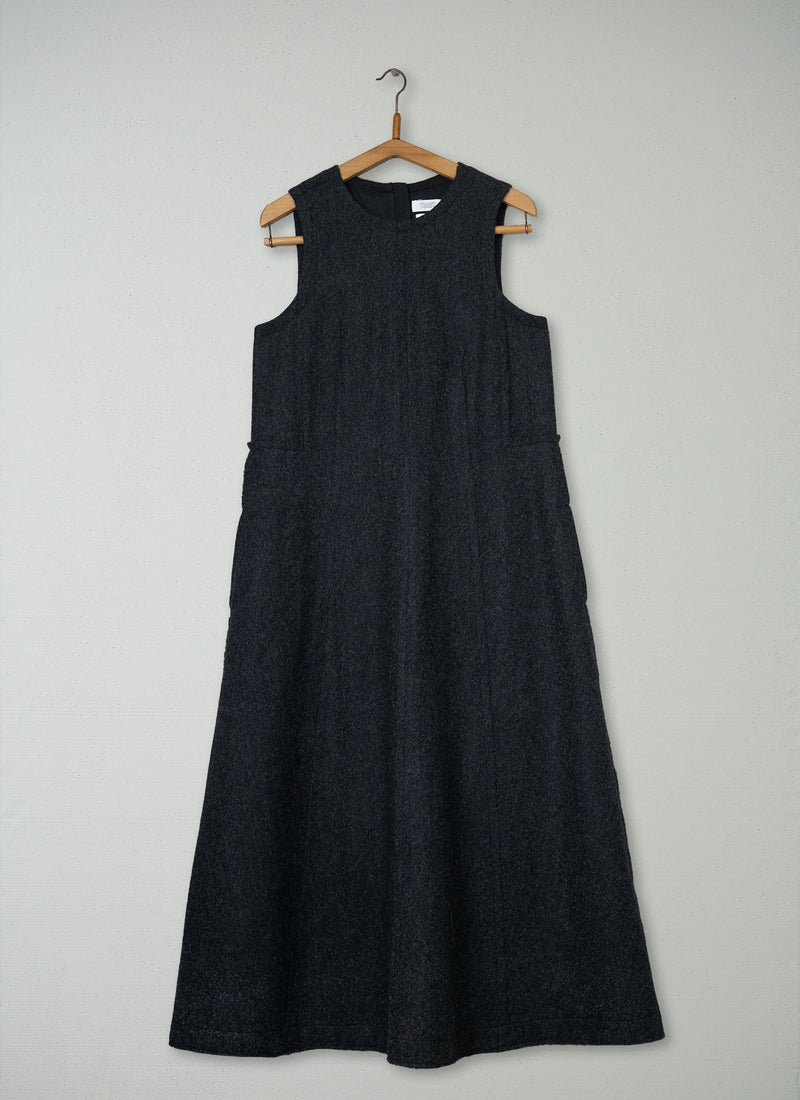 Reworn boiled Wool Dress Size 10 (2206) | Charcoal