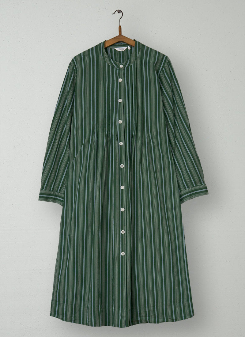 Reworn Pintuck Stripe Dress Size 8 (2120) | Forest Green