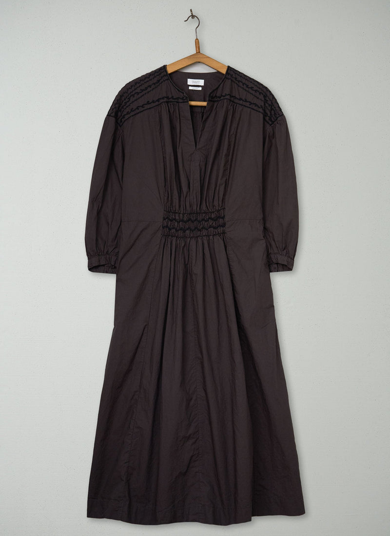 Reworn Smocked Cotton Dress Size M (2047) | Black Walnut