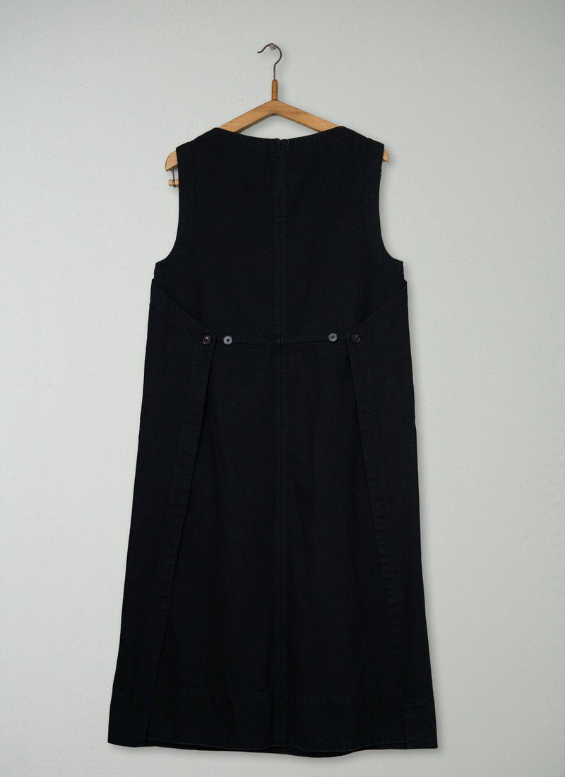 Reworn Denim Pinafore Dress Size 10 (2179) | Black