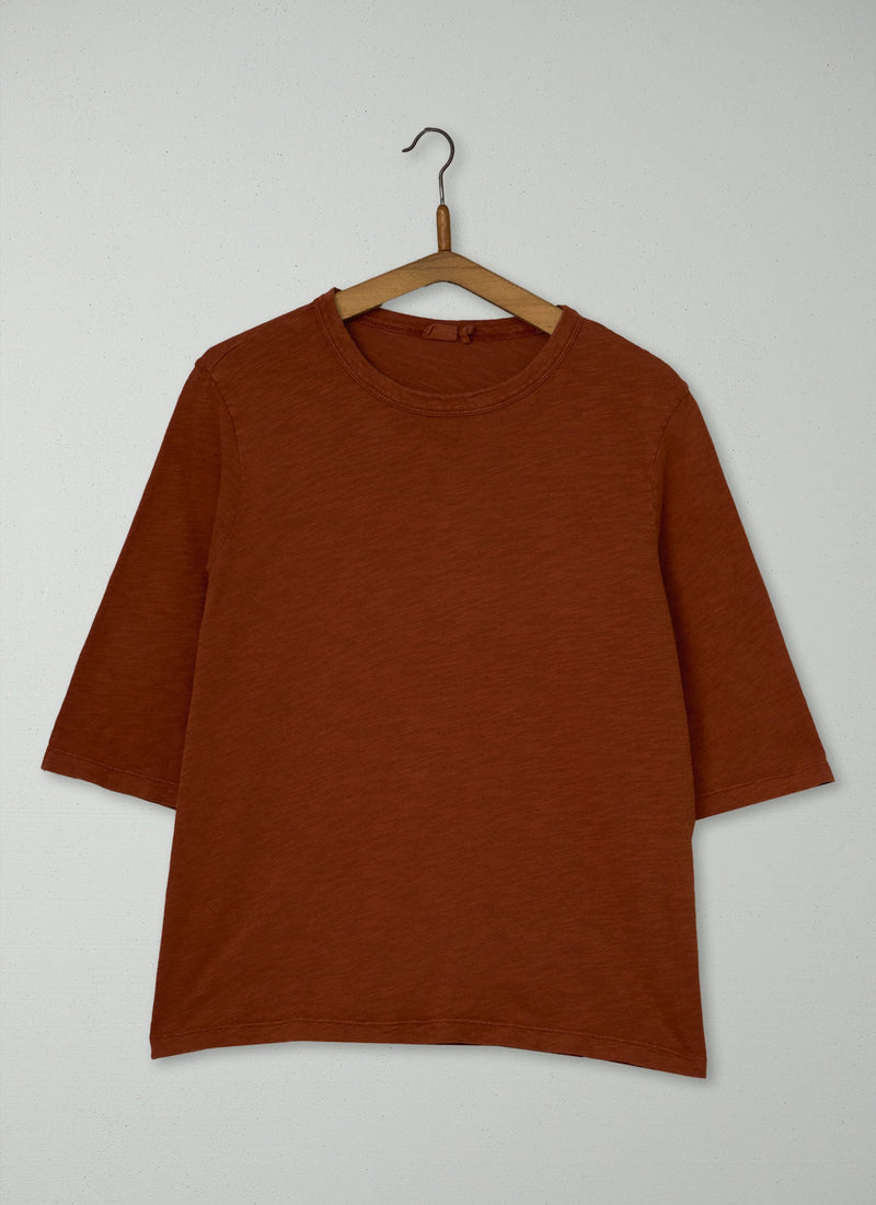 Reworn Emma Cotton Half Sleeve Tee Size M (1116) | Rust