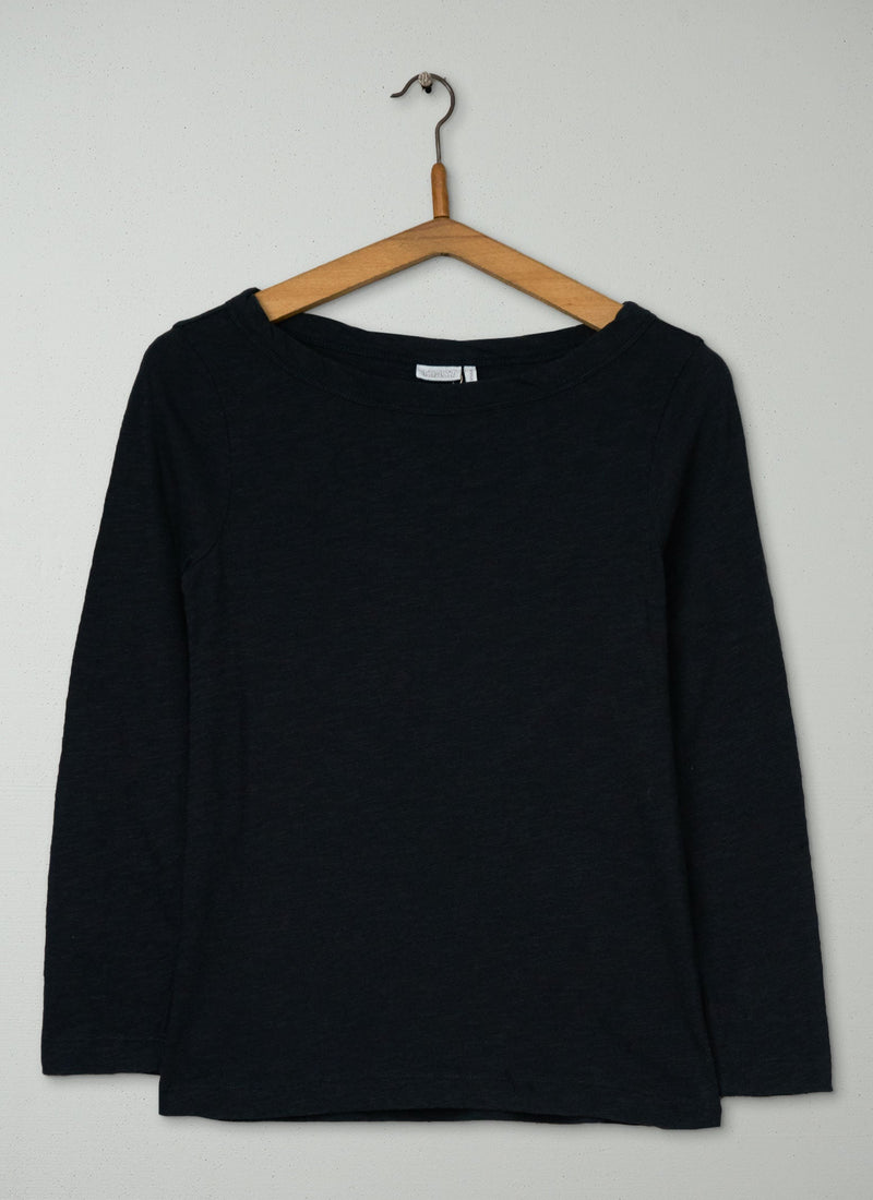 Reworn Boat Neck Tee Size XXS (185) | Carbon Black