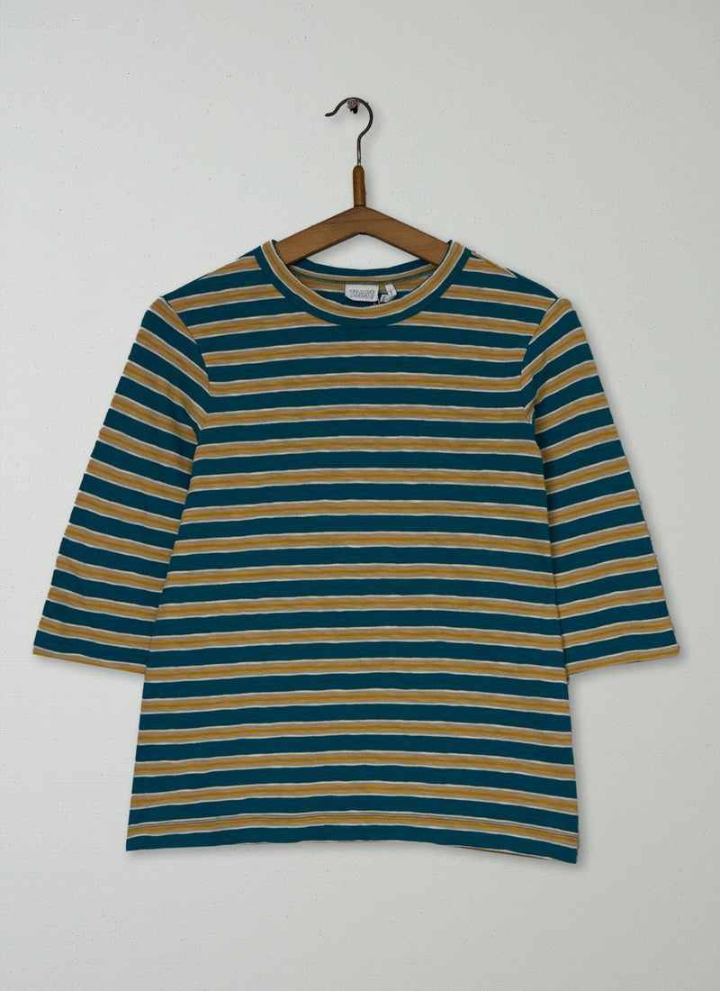 Reworn Stripe Cotton Half Sleeve Tee Size XXS (147) | Multi