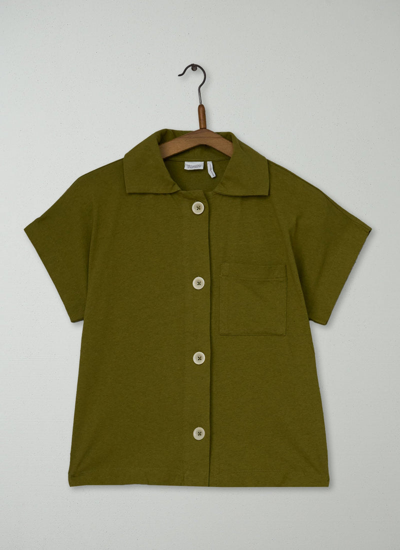 Reworn Cotton Linen Jersey Shirt Size XXS (187) | Leaf