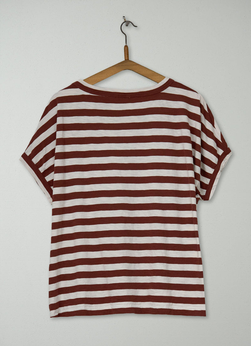 Reworn Stripe Cotton Easy Tee Size XL (194) | Multi